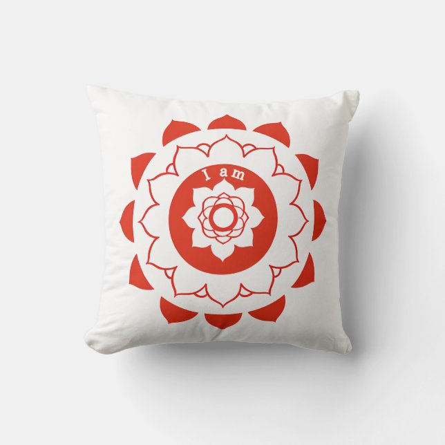  Muladhara Red Mandala Root Chakra Throw Pillow (Front)