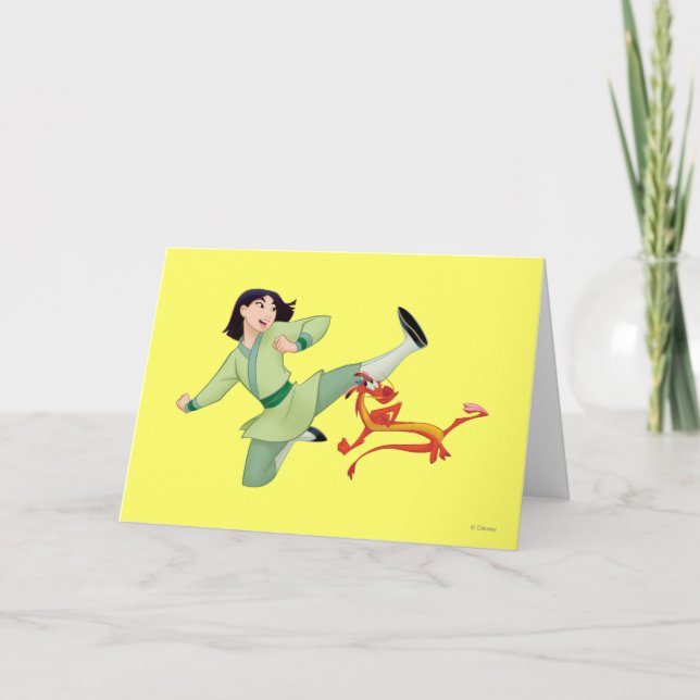 Mulan and Mushu Kicking Card (Front)