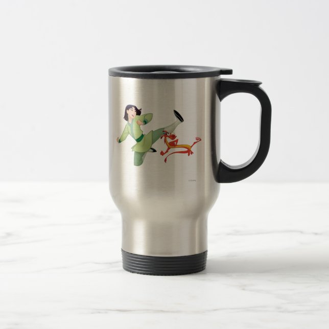 Mulan and Mushu Kicking Travel Mug (Right)