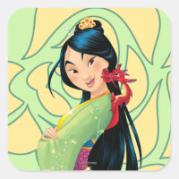 Mulan and Mushu Square Sticker