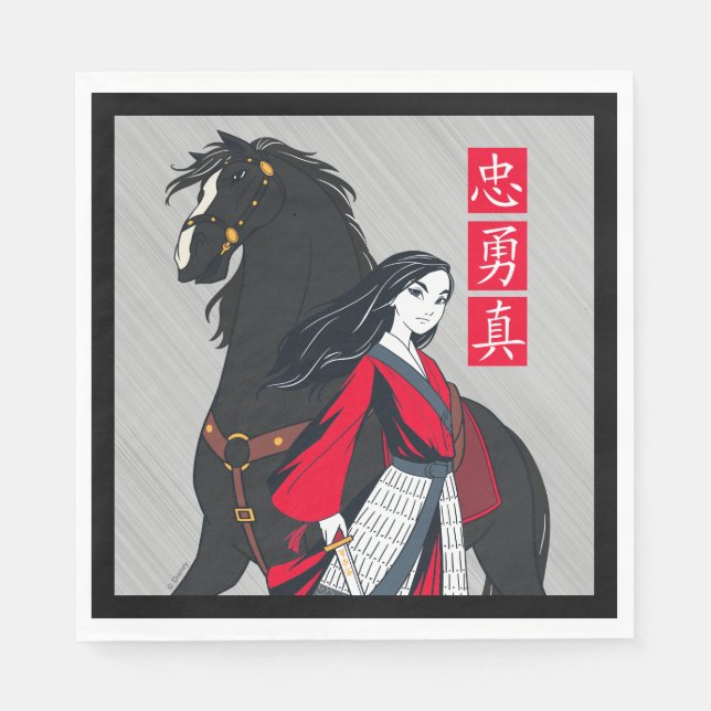 Mulan Beside Black Wind Illustration Napkins (Front)