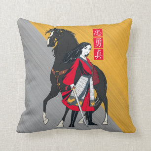 Mulan Beside Black Wind Illustration Throw Pillow