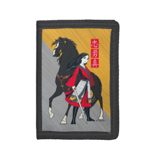 Mulan Beside Black Wind Illustration Tri-fold Wallet