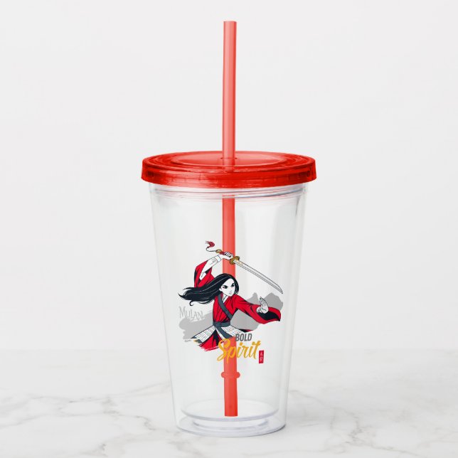 Mulan "Bold Spirit" Illustration Acrylic Tumbler (Front)