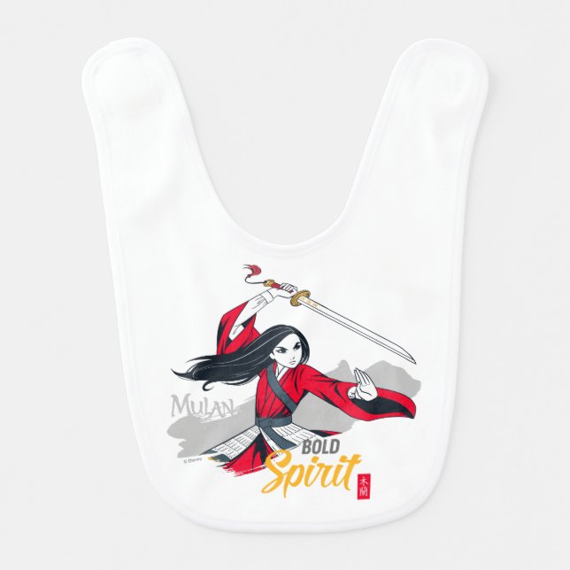 Mulan "Bold Spirit" Illustration Baby Bib (Front)