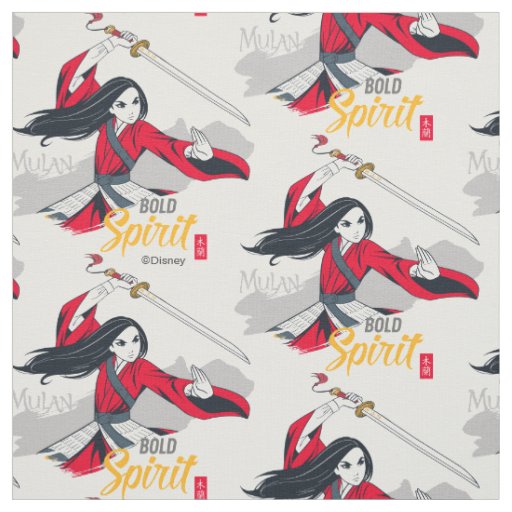 Mulan "Bold Spirit" Illustration Fabric