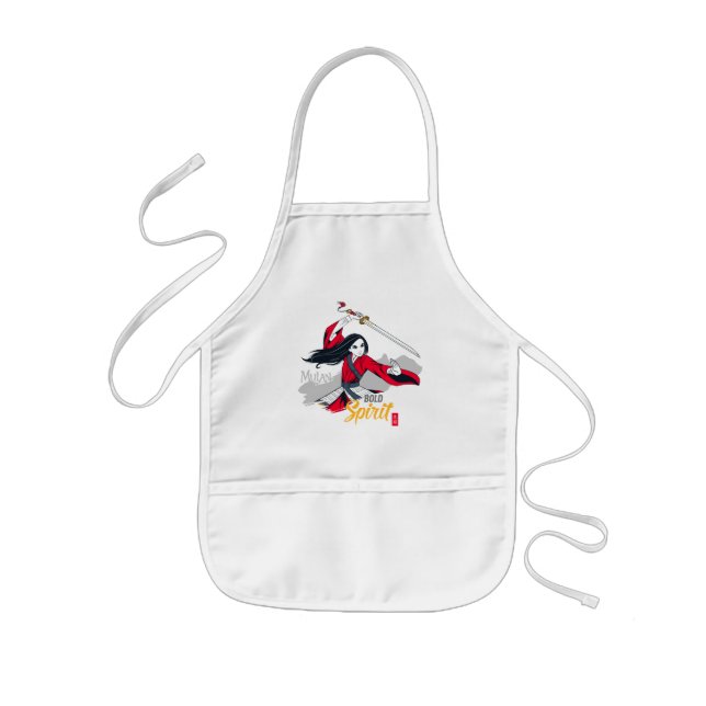Mulan "Bold Spirit" Illustration Kids' Apron (Front)