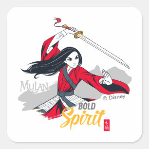 Mulan "Bold Spirit" Illustration Square Sticker