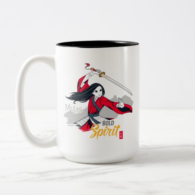 Mulan "Bold Spirit" Illustration Two-Tone Coffee Mug (Left)
