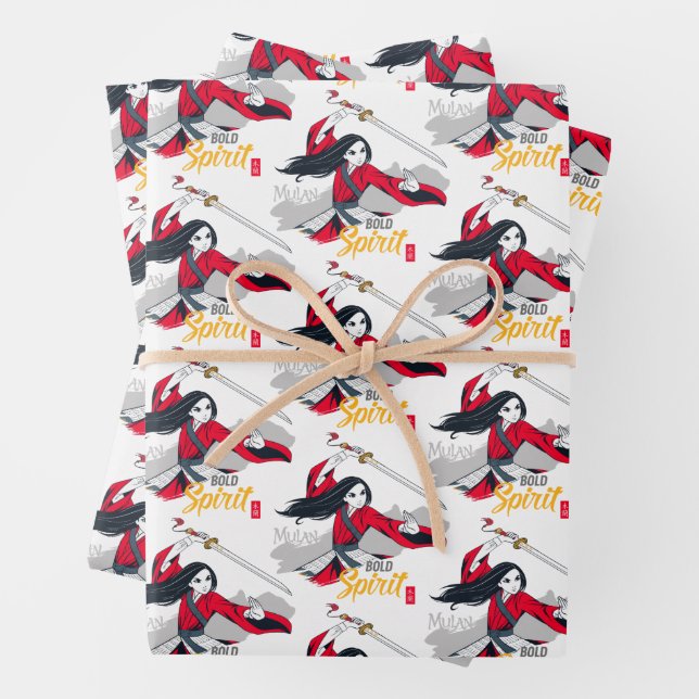 Mulan "Bold Spirit" Illustration Wrapping Paper Sheets (In situ)