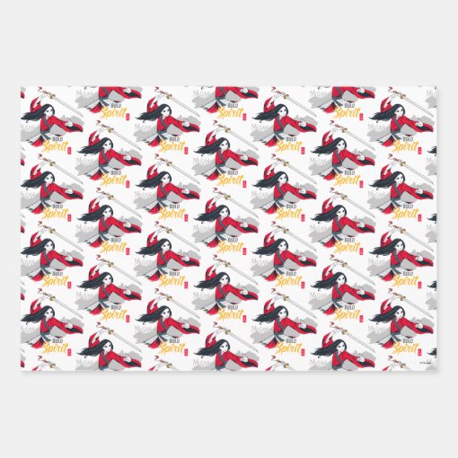 Mulan "Bold Spirit" Illustration Wrapping Paper Sheets | Zazzle