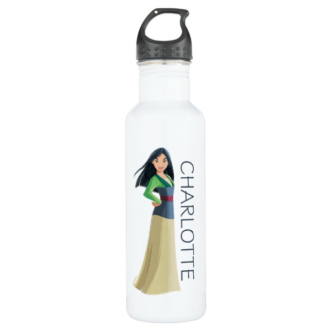 Mulan Courage in Every Step Stainless Steel Water Bottle (Front)