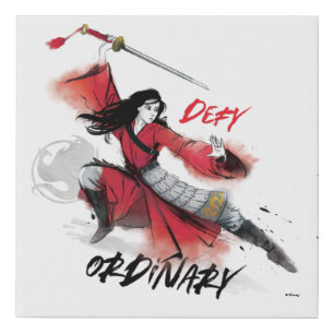 Mulan "Defy Ordinary" Watercolor Faux Canvas Print