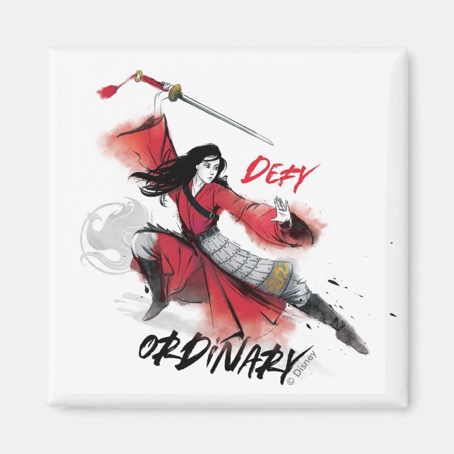 Mulan "Defy Ordinary" Watercolor Magnet (Front)