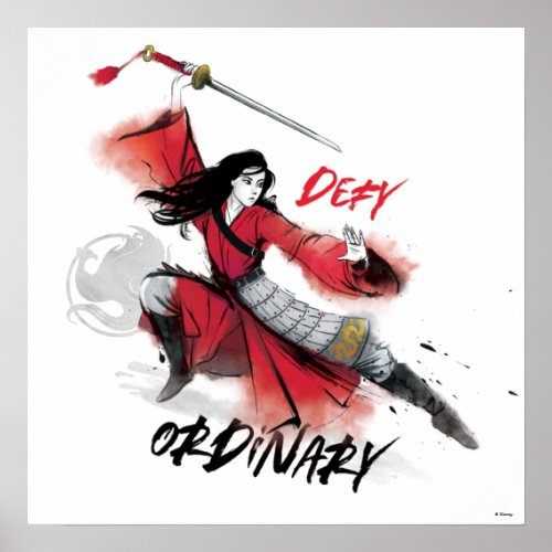 Mulan Defy Ordinary Watercolor Poster