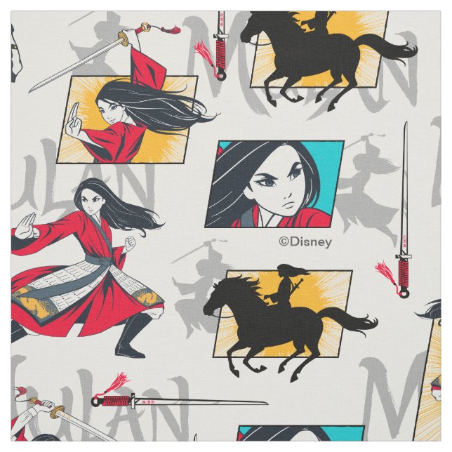 Mulan Illustrated Panels Pattern Fabric (Swatch)