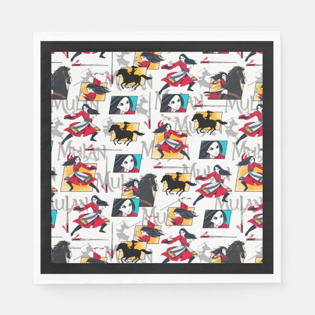 Mulan Illustrated Panels Pattern Napkins (Front)
