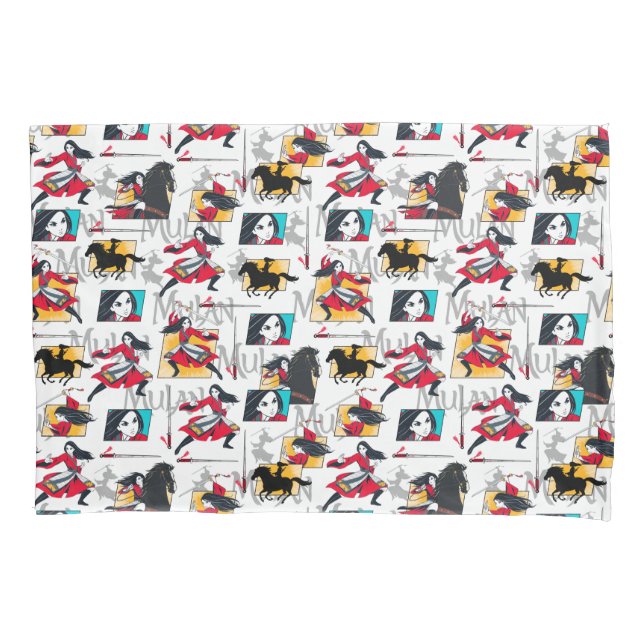 Mulan Illustrated Panels Pattern Pillow Case (Front)