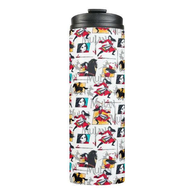 Mulan Illustrated Panels Pattern Thermal Tumbler (Front)