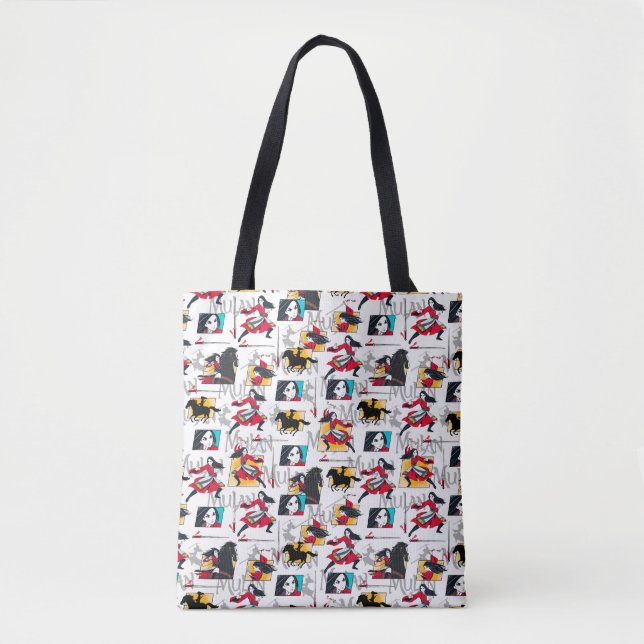 Mulan Illustrated Panels Pattern Tote Bag (Front)