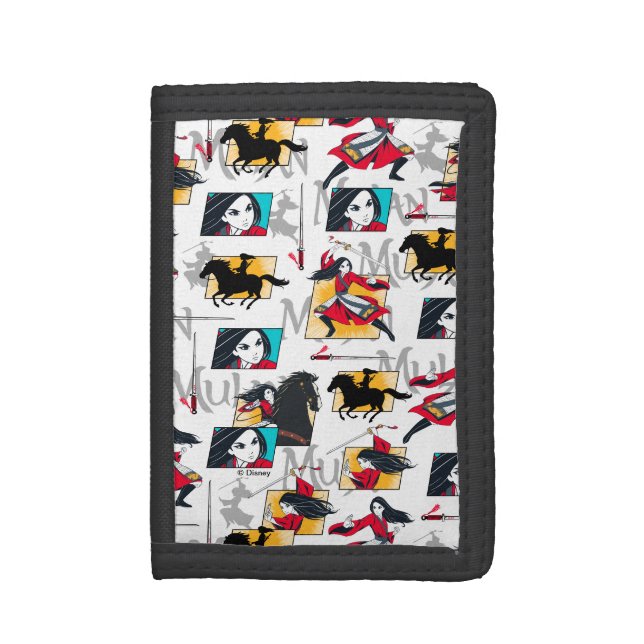 Mulan Illustrated Panels Pattern Tri-fold Wallet (Front Vertical)
