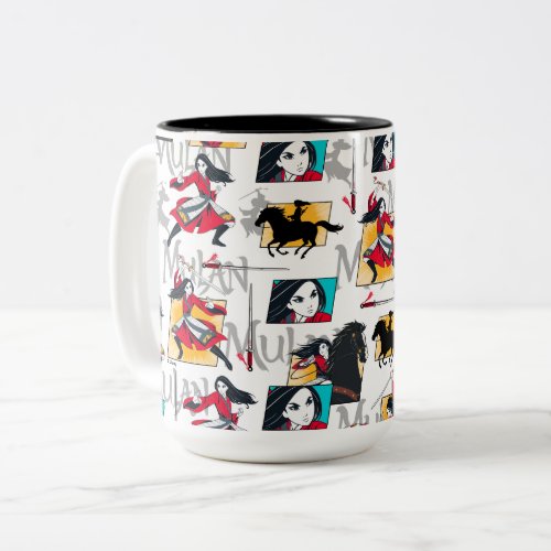 Mulan Illustrated Panels Pattern Two_Tone Coffee Mug