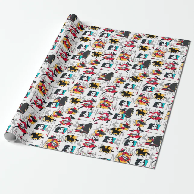 Mulan Illustrated Panels Pattern Wrapping Paper | Zazzle