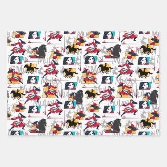 Mulan Illustrated Panels Pattern Wrapping Paper Sheets | Zazzle