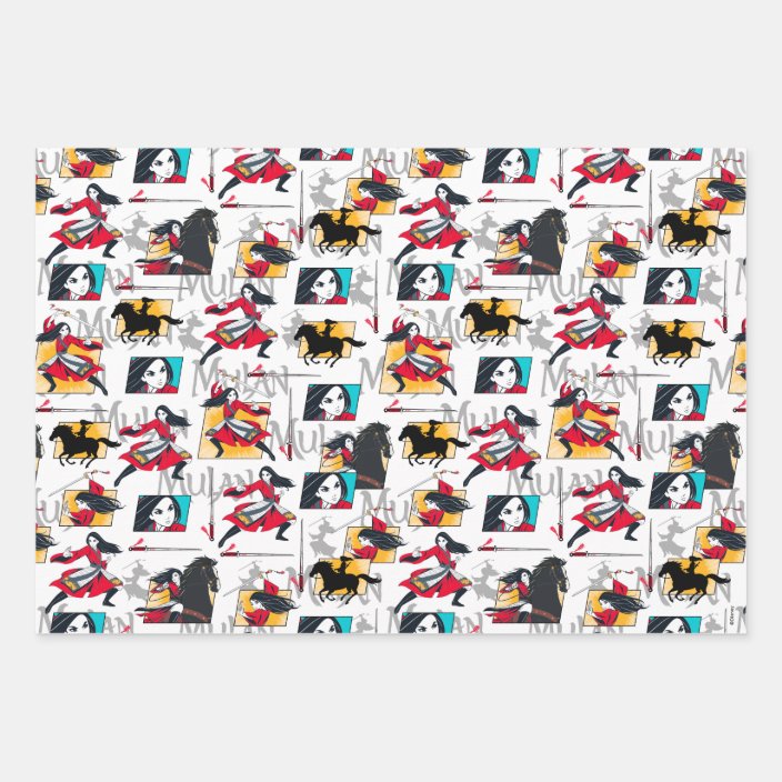Mulan Illustrated Panels Pattern Wrapping Paper Sheets | Zazzle.com
