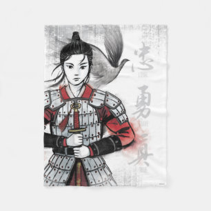 Mulan In Armor "Loyal Brave True" Watercolor Fleece Blanket