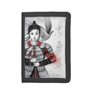 Mulan In Armor "Loyal Brave True" Watercolor Tri-fold Wallet