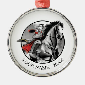 Mulan In Armor Riding Black Wind Watercolor Metal Ornament
