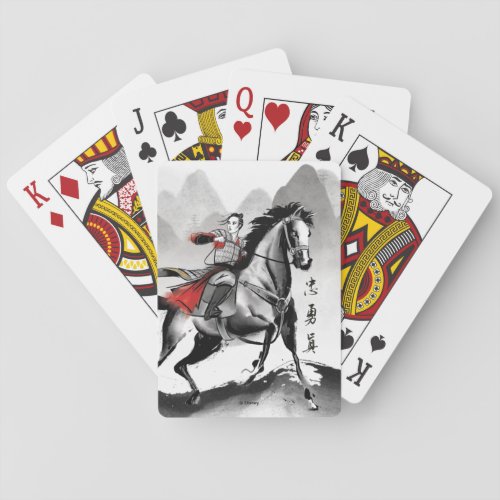 Mulan In Armor Riding Black Wind Watercolor Playing Cards