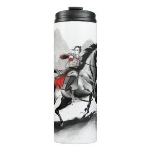 Mulan In Armor Riding Black Wind Watercolor Thermal Tumbler