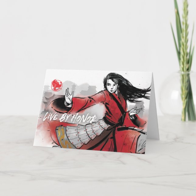 Mulan "Live By Honor" Watercolor Card (Front)
