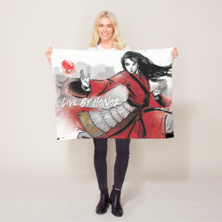 Mulan "Live By Honor" Watercolor Fleece Blanket
