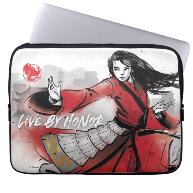 Mulan "Live By Honor" Watercolor Laptop Sleeve (Front)