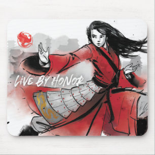 Mulan "Live By Honor" Watercolor Mouse Pad