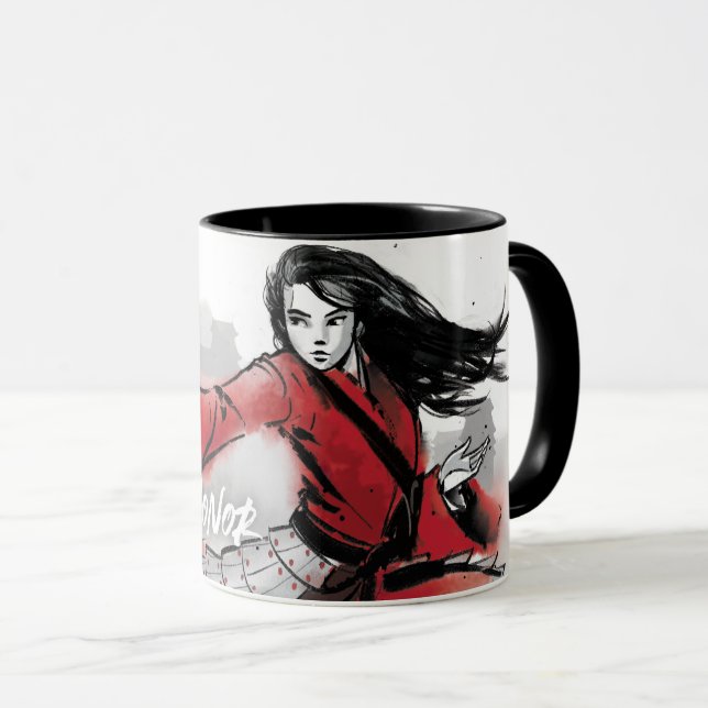 Mulan "Live By Honor" Watercolor Mug (Front Right)