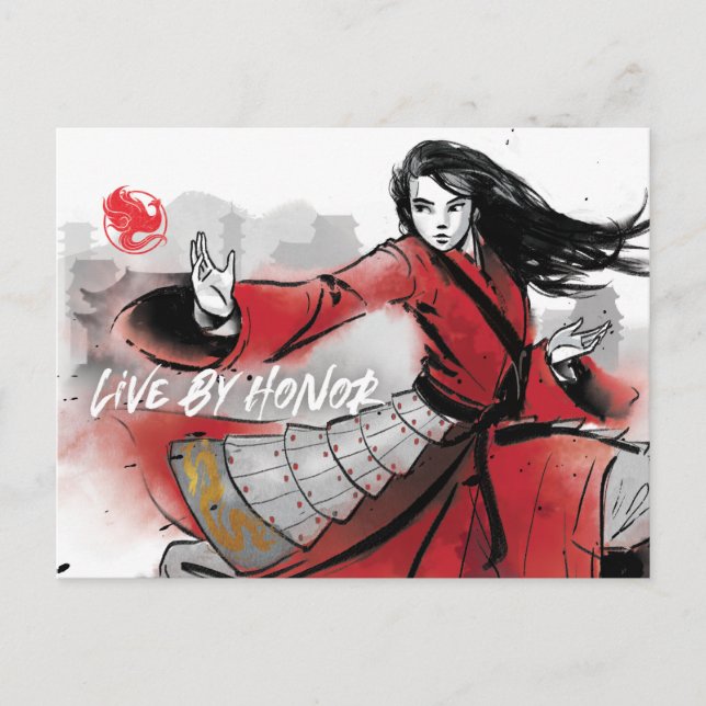 Mulan "Live By Honor" Watercolor Postcard (Front)