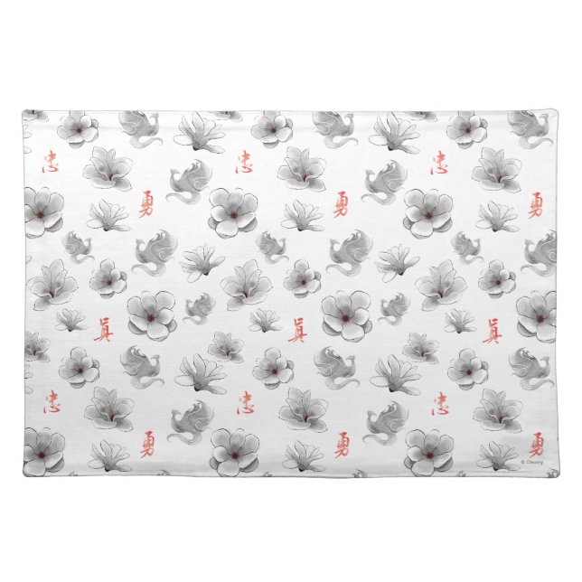 Mulan "Loyal Brave True" Flower & Spirit Pattern Cloth Placemat (Front)