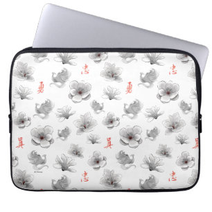 Mulan "Loyal Brave True" Flower & Spirit Pattern Laptop Sleeve
