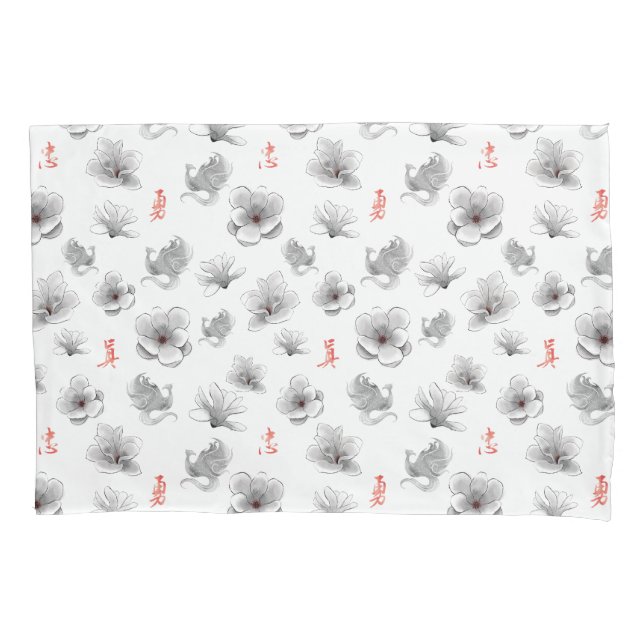 Mulan "Loyal Brave True" Flower & Spirit Pattern Pillow Case (Front)