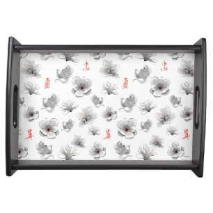 Mulan "Loyal Brave True" Flower & Spirit Pattern Serving Tray