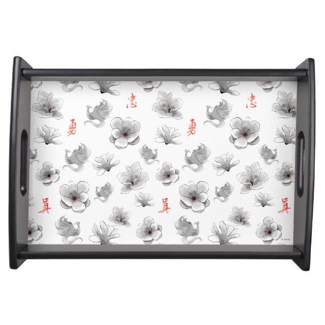 Mulan "Loyal Brave True" Flower & Spirit Pattern Serving Tray (Front)