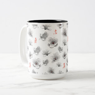 Mulan "Loyal Brave True" Flower & Spirit Pattern Two-Tone Coffee Mug