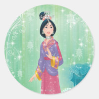 Mulan Princess Classic Round Sticker