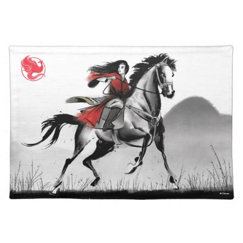 Mulan Riding Black Wind Framed Watercolor Cloth Placemat