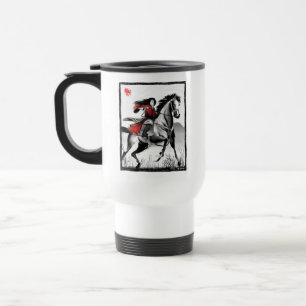 Mulan Riding Black Wind Framed Watercolor Travel Mug