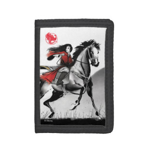 Mulan Riding Black Wind Framed Watercolor Tri-fold Wallet